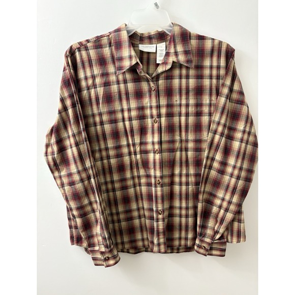 Liz Claiborne Tops - Liz Claiborne Button Up Plaid Lizwear Jeans Women's XL Long Sleeve  Shirt Casual